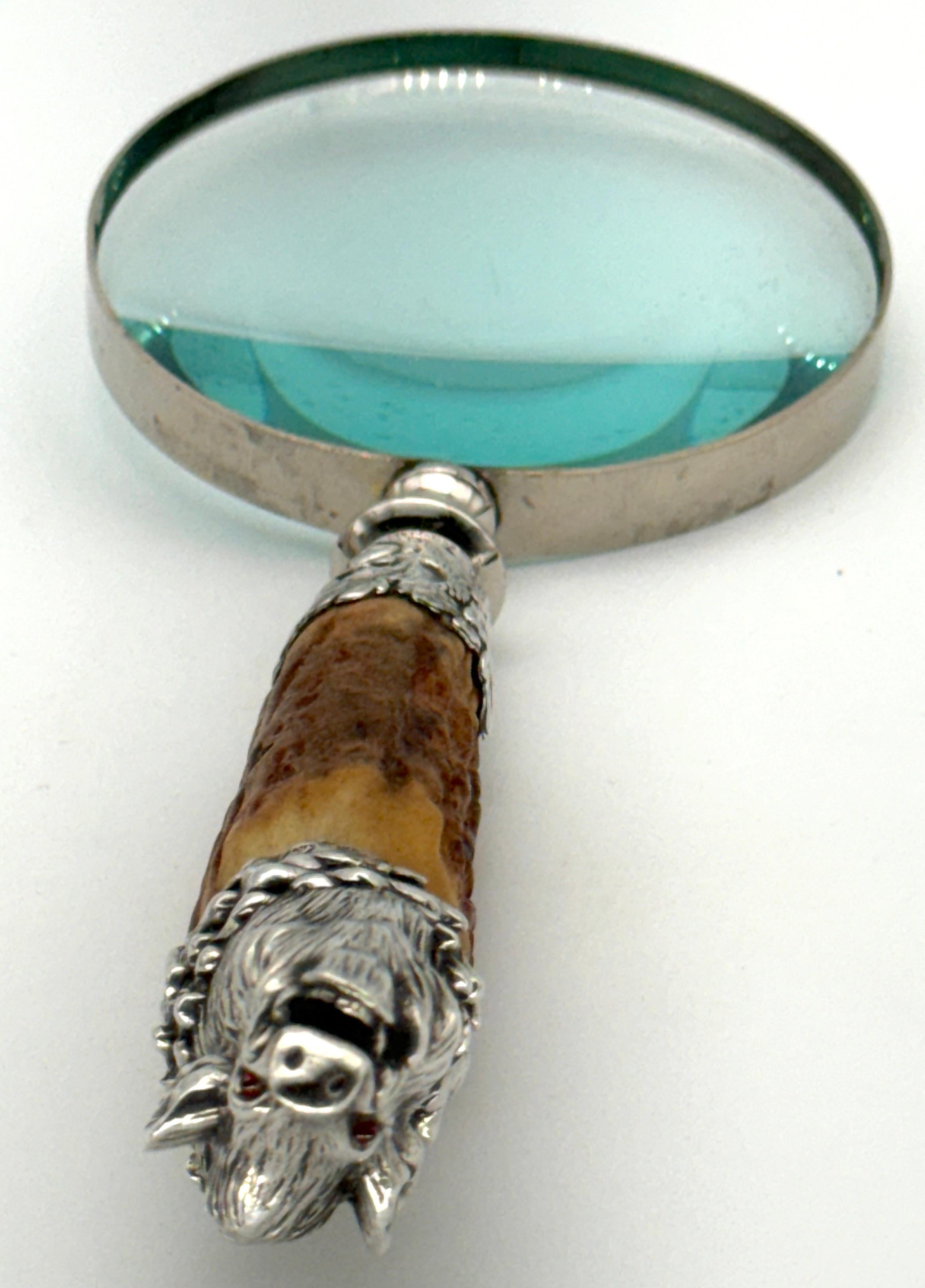 Extraordinary Gorham Cast Sterling Wild Boar Magnifying Glass, 1878 7