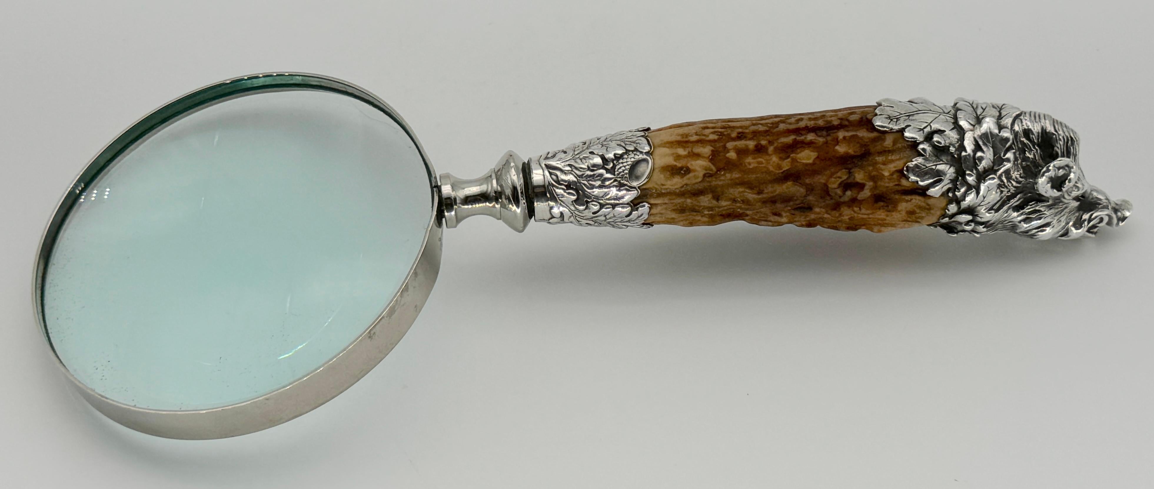 Extraordinary Gorham Cast Sterling Wild Boar Magnifying Glass, 1878 10