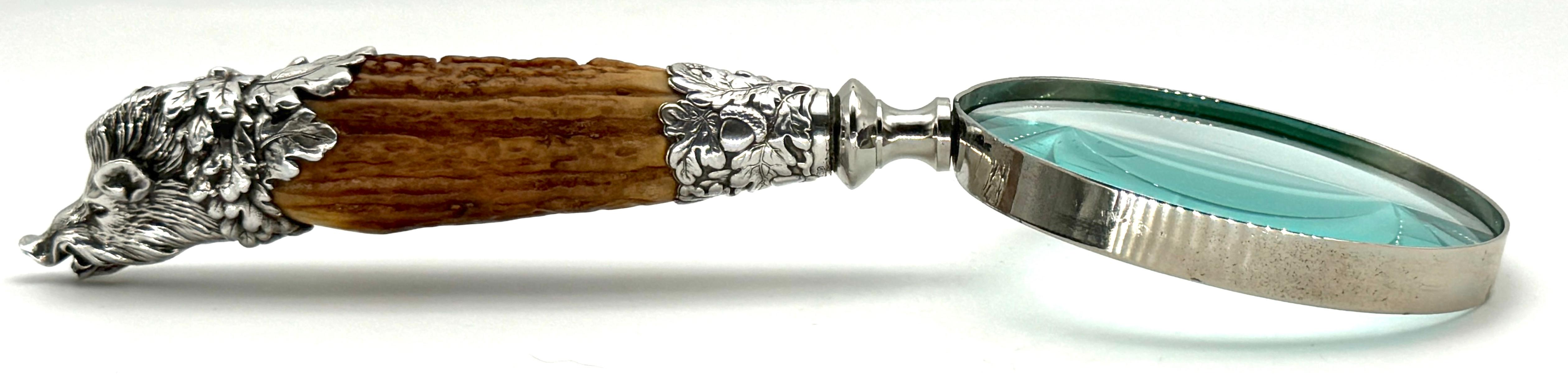 Extraordinary Gorham Silver Company Cast Sterling Wild Boar Magnifying Glass, 1878 USA, Gorham Silver Company, Date Letter of 'H', numbered 44

This extraordinary Gorham Silver Company Cast Sterling Wild Boar Magnifying Glass, dated 1878, is a