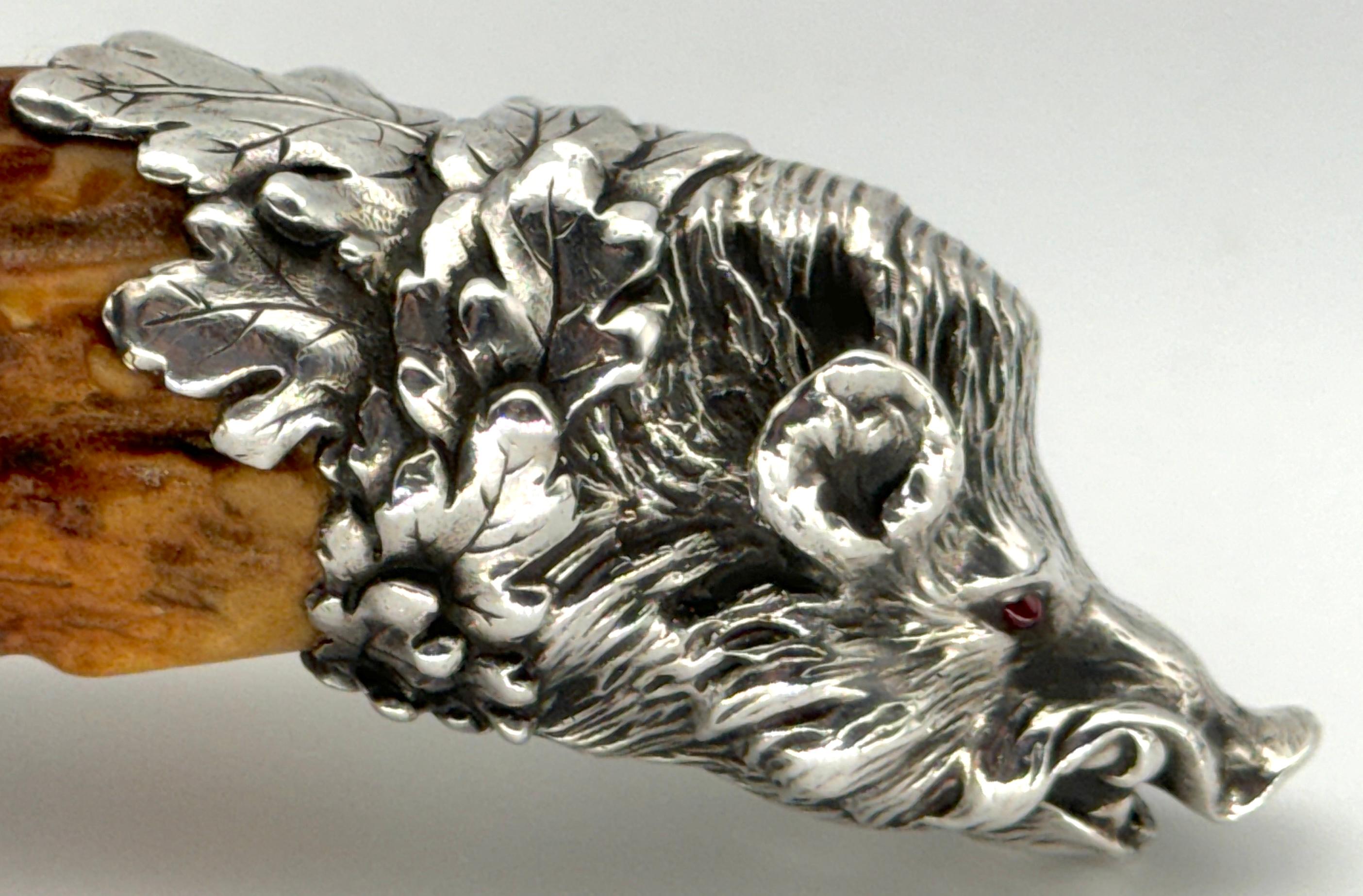 Extraordinary Gorham Cast Sterling Wild Boar Magnifying Glass, 1878 In Good Condition In West Palm Beach, FL