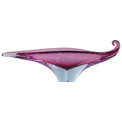 Extraordinaire bol en verre de Murano soufflé à la main, violet et bleu, 1960
