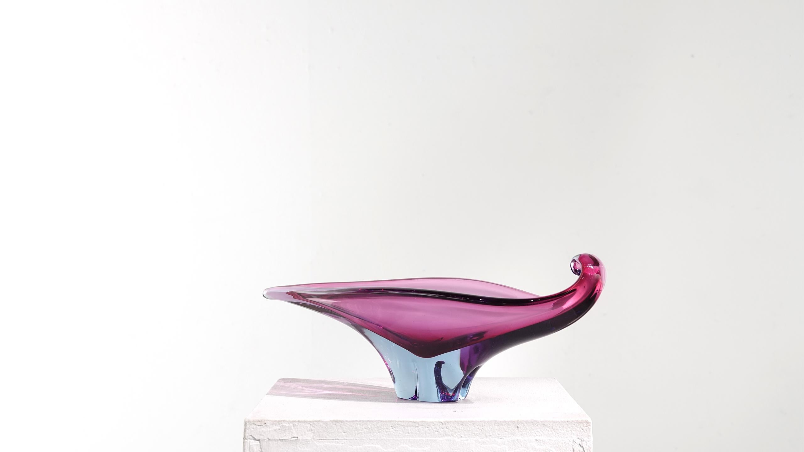 Extraordinaire bol en verre de Murano soufflé à la main, violet et bleu, 1960 2