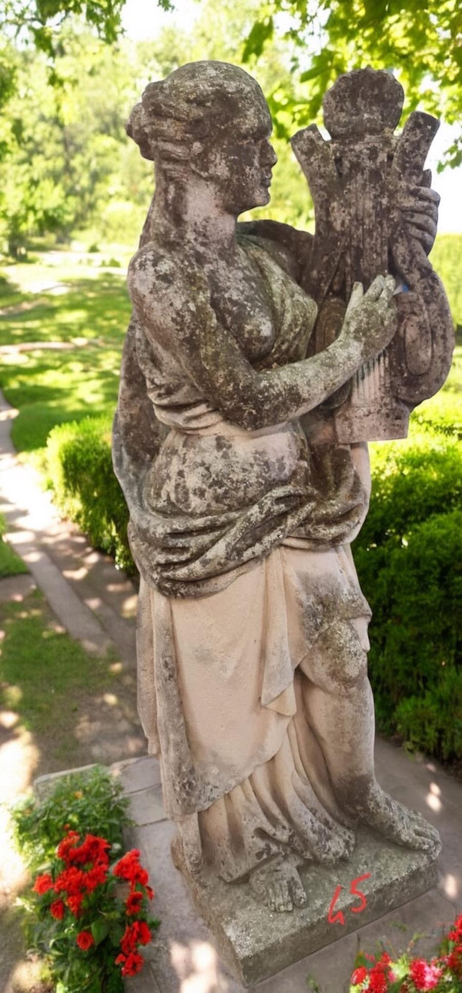Extraordinarias estatuas de piedra talladas a mano de las Cuatro Artes en Bueno estado para la venta en Rome, IT