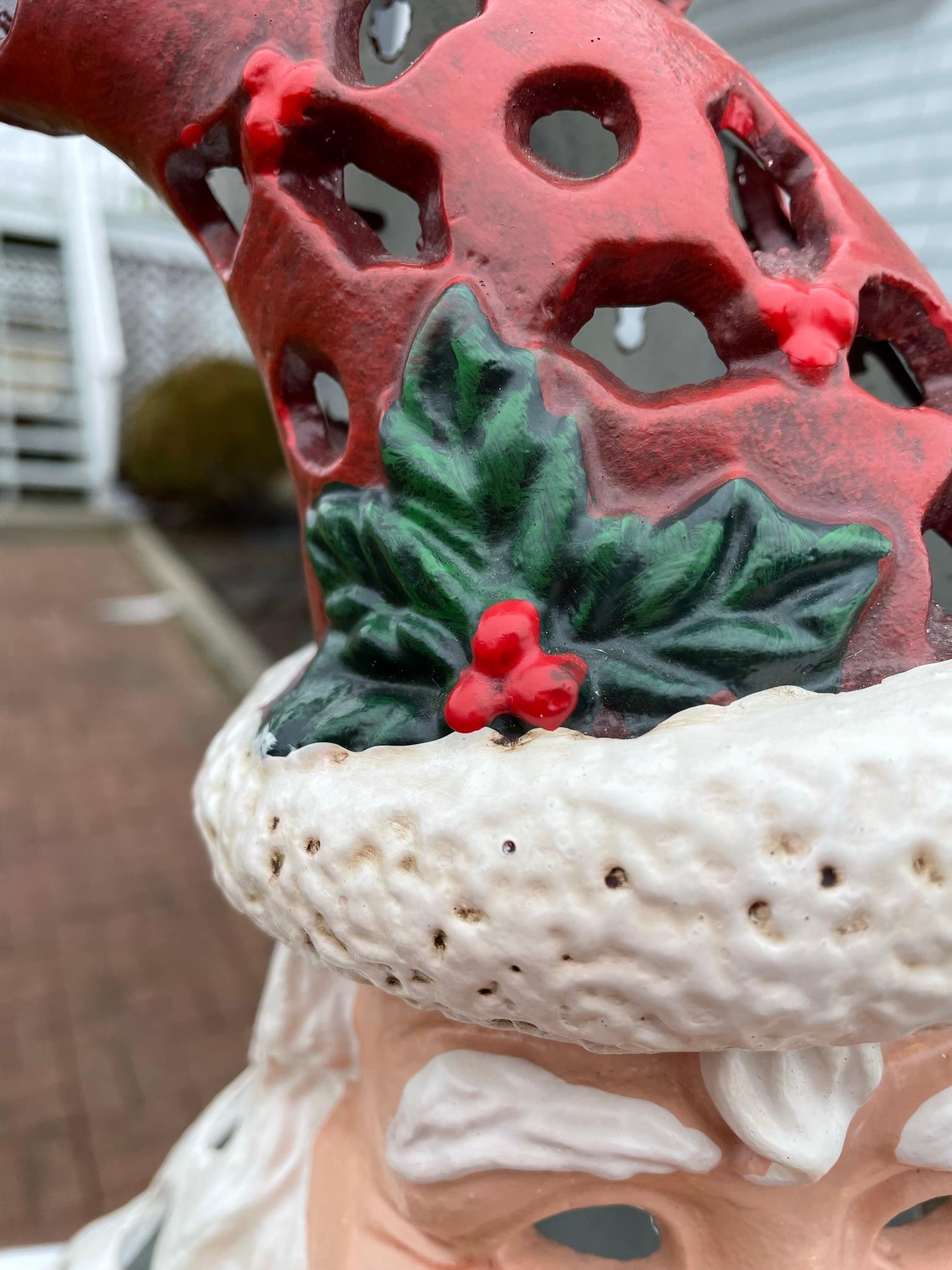 Extraordinary Hand Painted Santa Claus Lighting Lantern For Sale 7