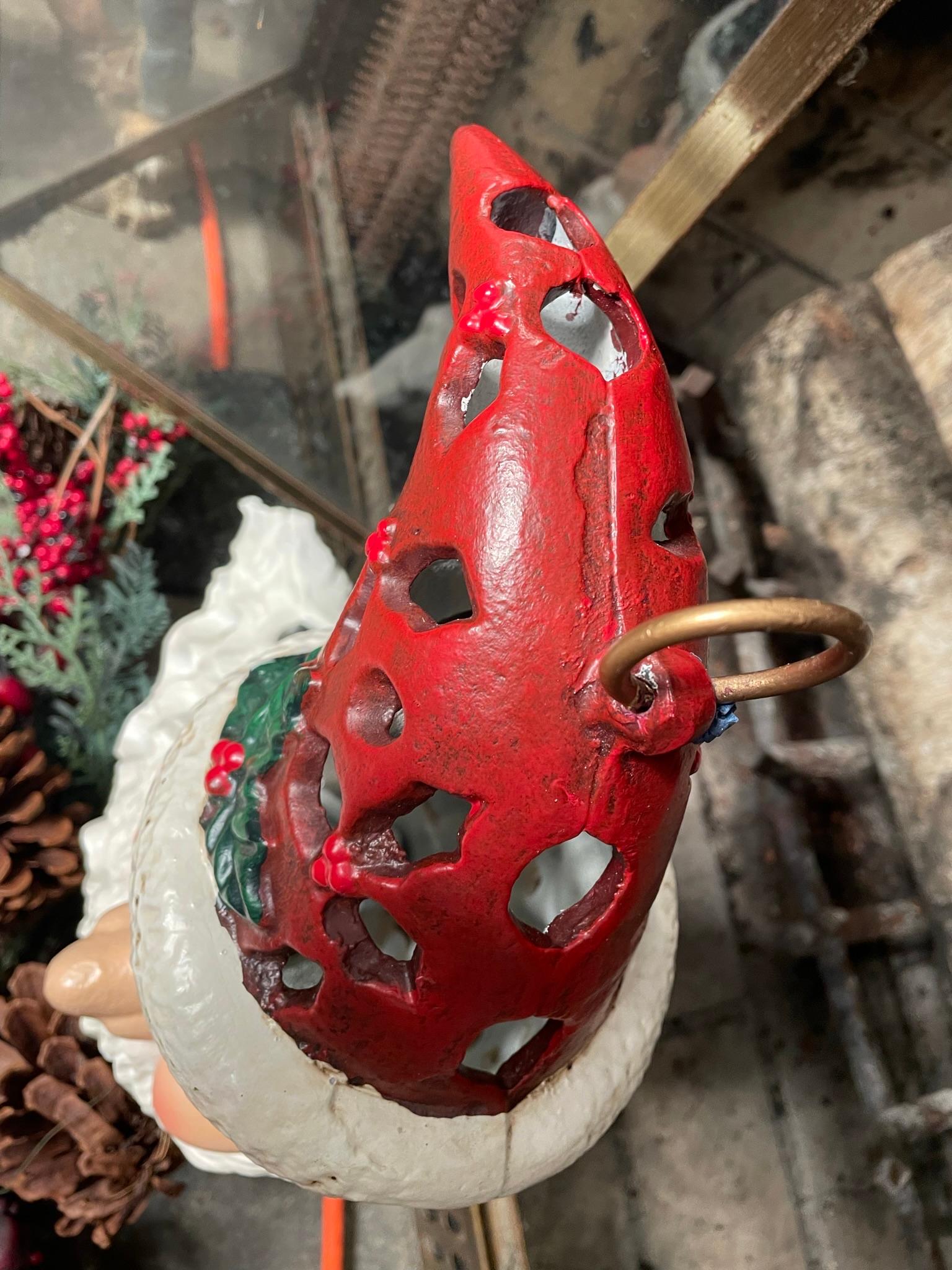 Extraordinary Hand Painted Santa Claus Lighting Lantern For Sale 8