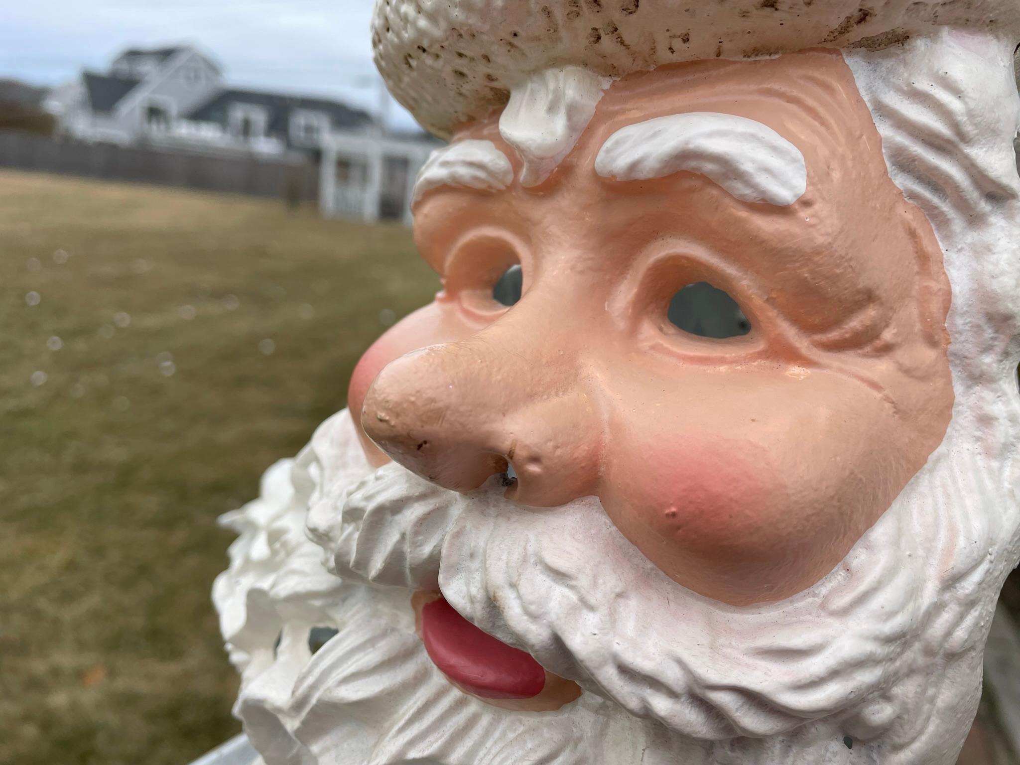 Iron Extraordinary Hand Painted Santa Claus Lighting Lantern For Sale