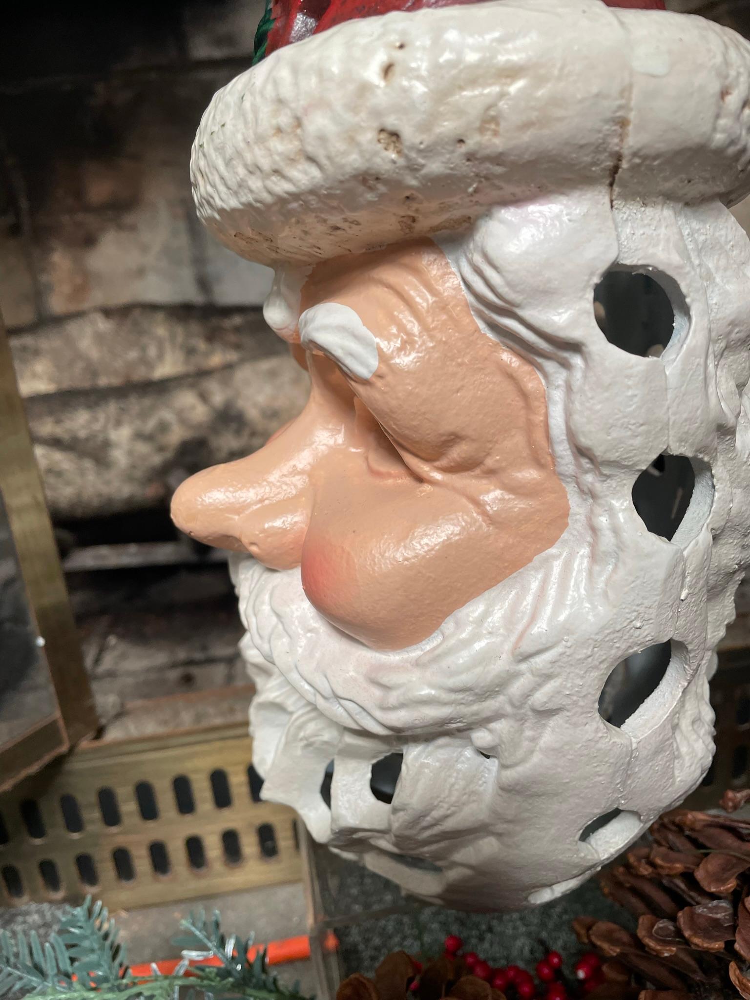 Extraordinary Hand Painted Santa Claus Lighting Lantern For Sale 2