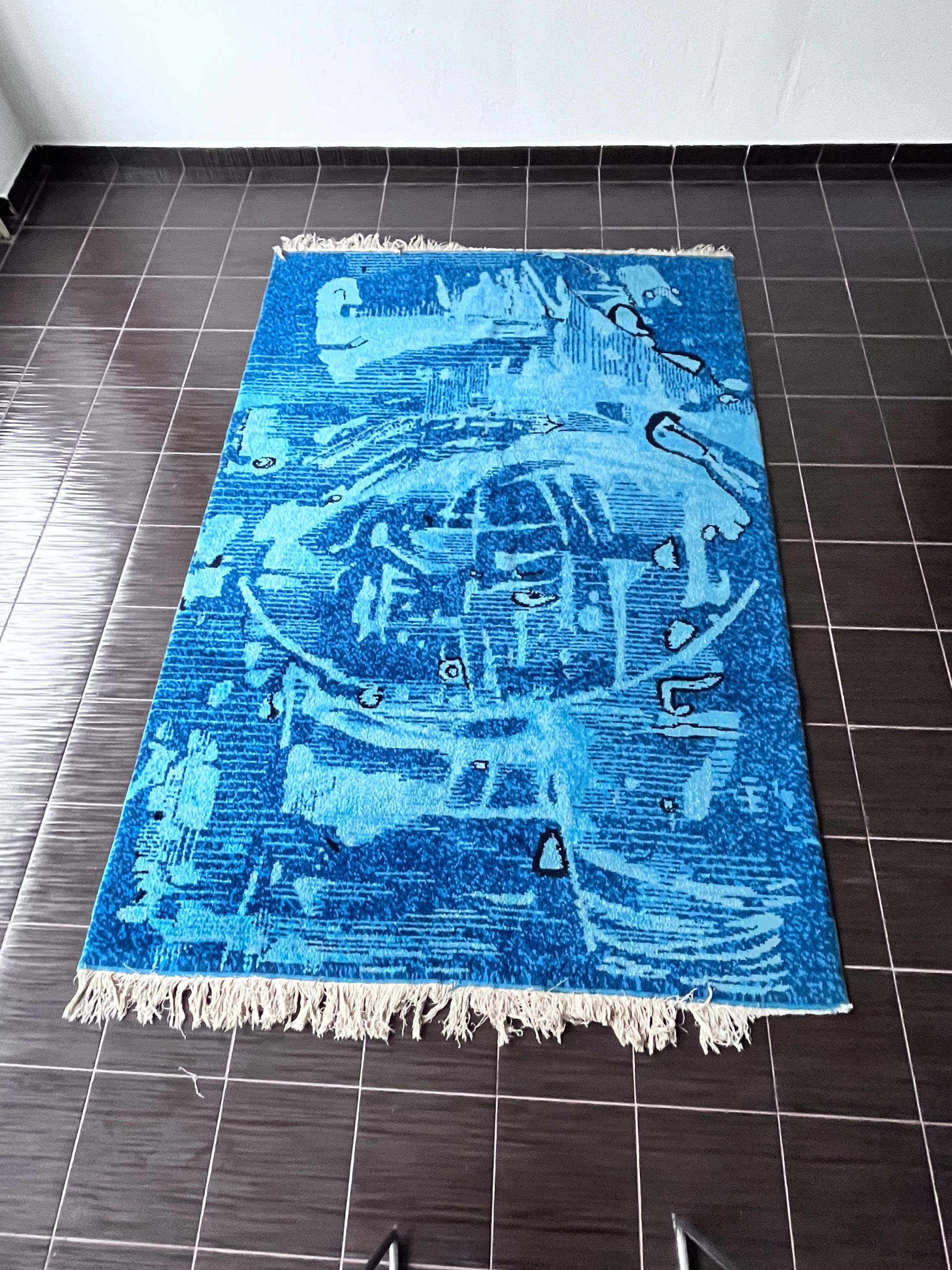 Mid-Century Modern Extraordinaire tapis d'art abstrait fait à la main dans le style Kybal, années 1960 en vente