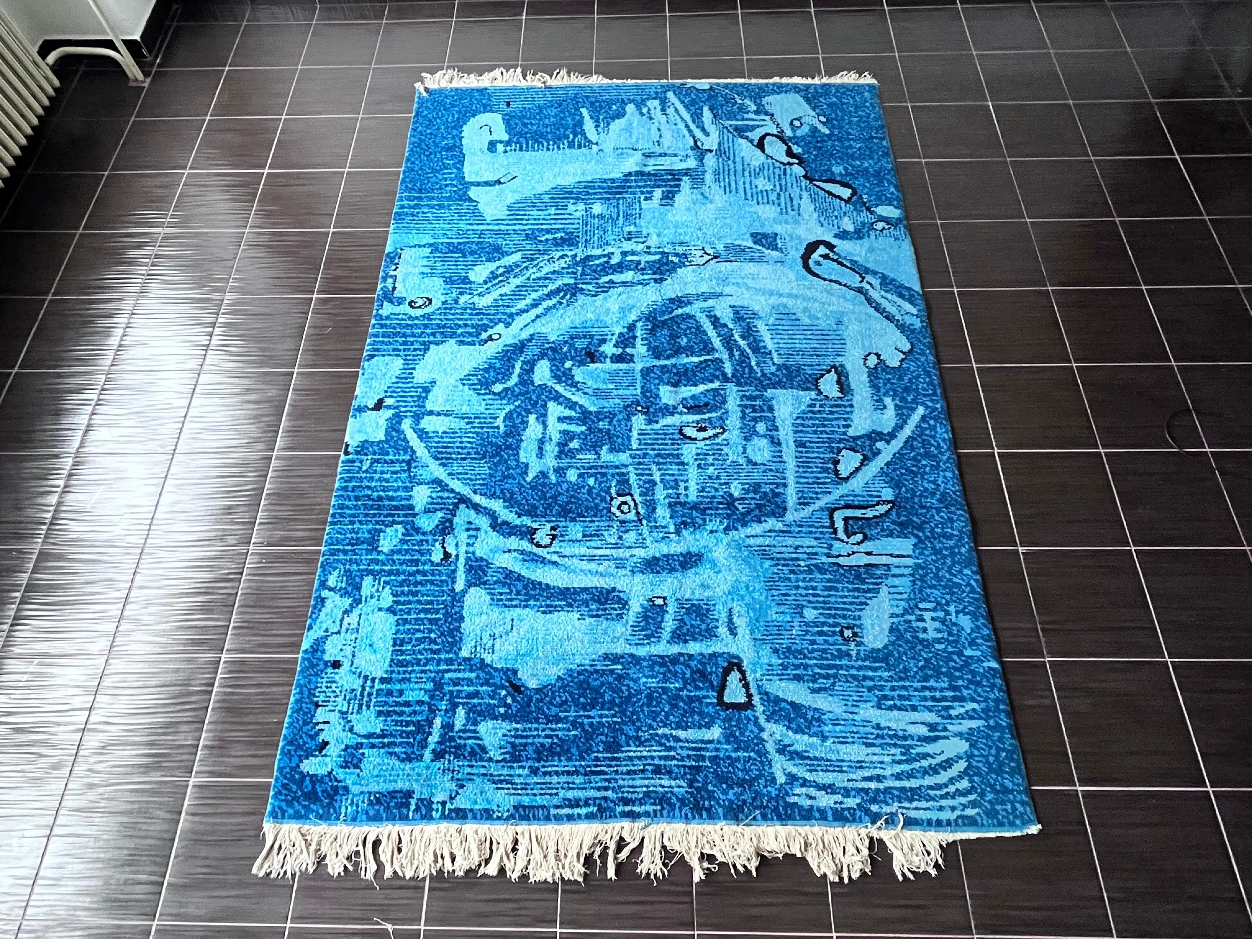 Tchèque Extraordinaire tapis d'art abstrait fait à la main dans le style Kybal, années 1960 en vente