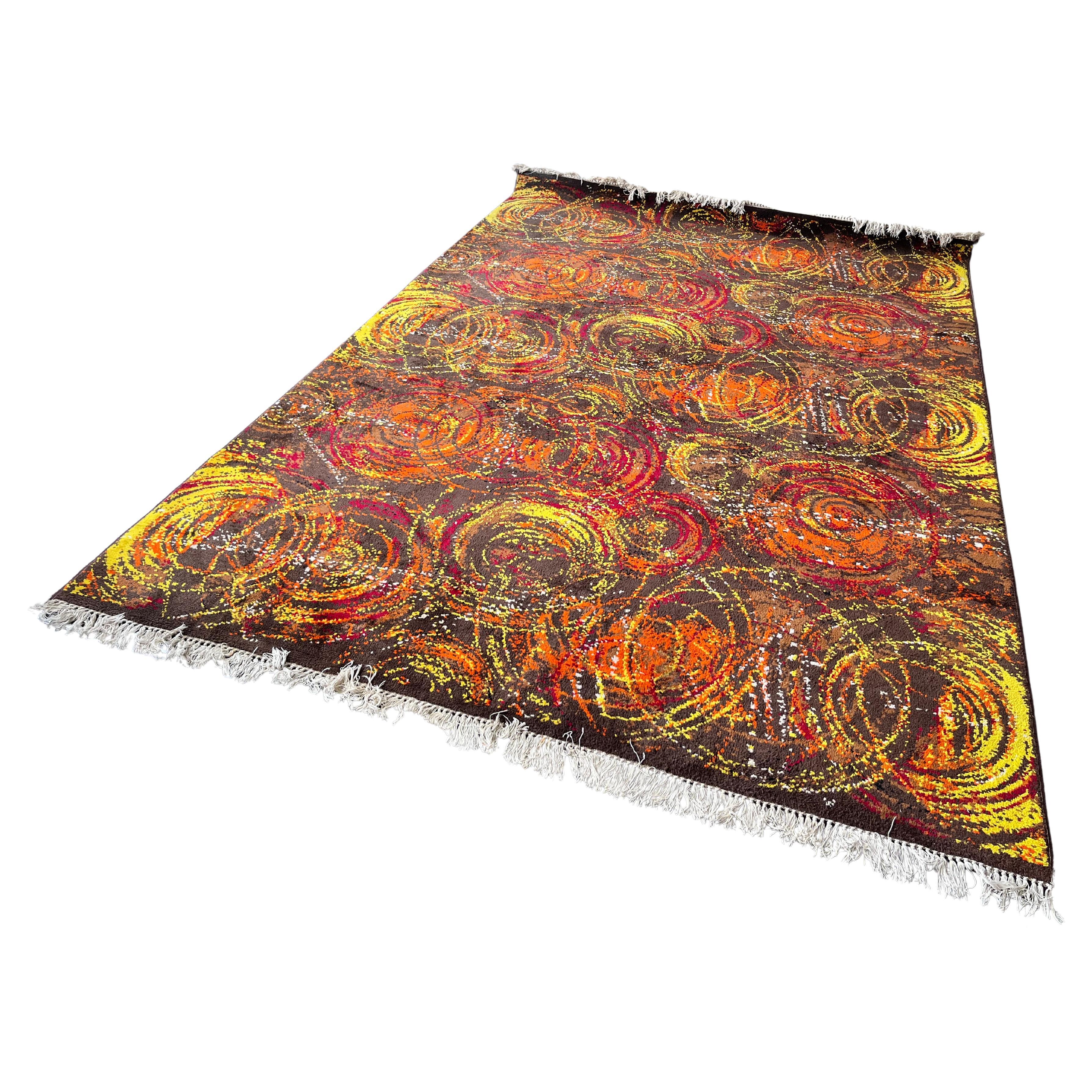 Extraordinaire tapis d'art abstrait fait à la main dans le style Kybal, années 1960