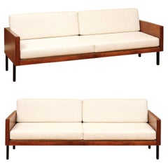 Extraordinary Harvey Probber Style Tuxedo Sofa in Black Walnut - Pair Available
