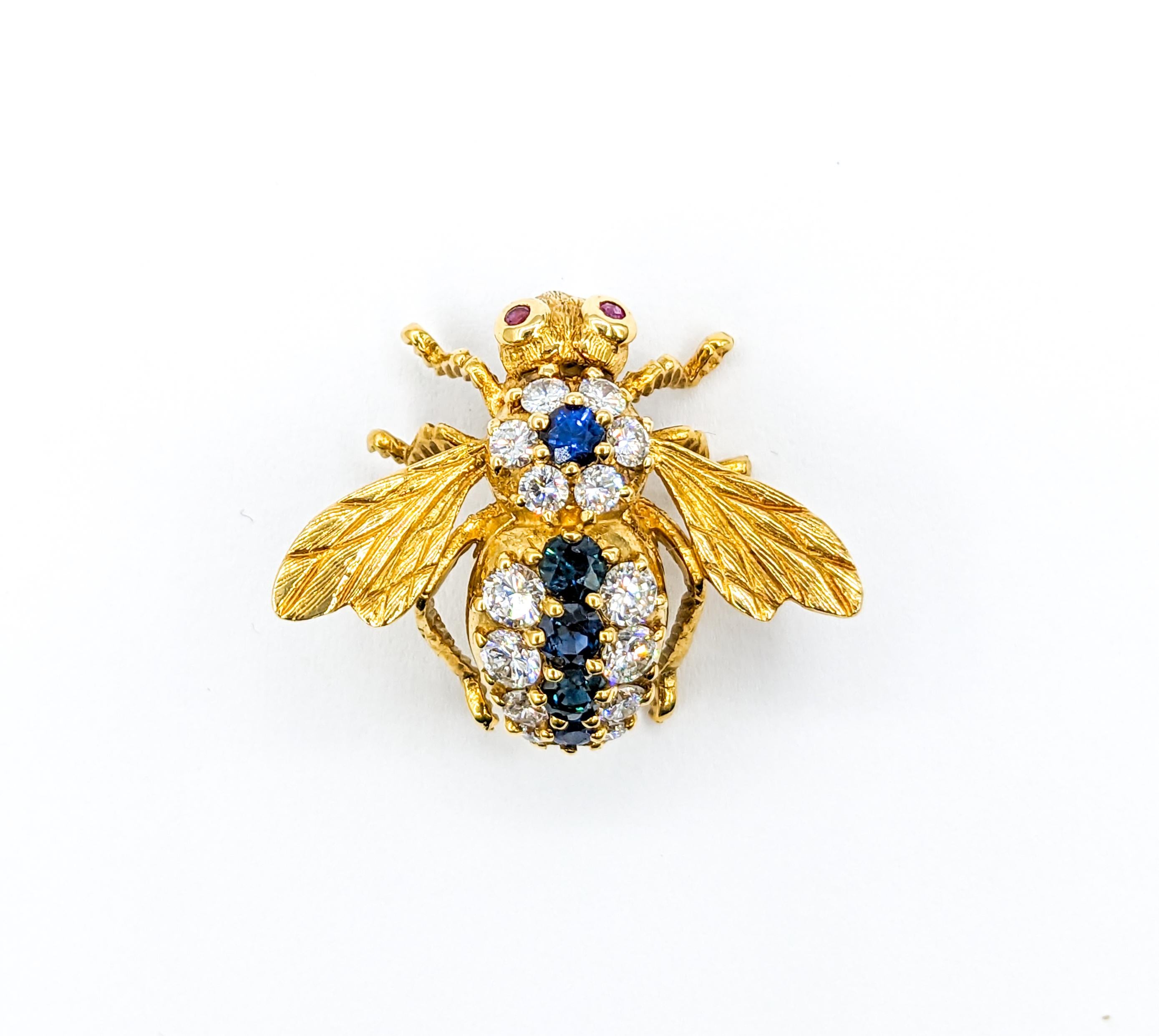 Extraordinary Herbert Rosenthal Bee Sapphire & Diamond Pin Brooch in 18K Yellow gold

Indulge in the artistry of Herbert Rosenthal with this stunning vintage Bee brooch, meticulously shaped in 18k yellow gold. Its brilliance is accentuated by