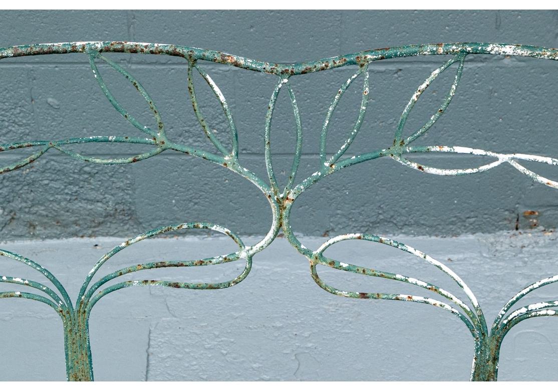Extraordinary Hollywood Regency Era Painted Wrought Iron Garden Bench For Sale 5