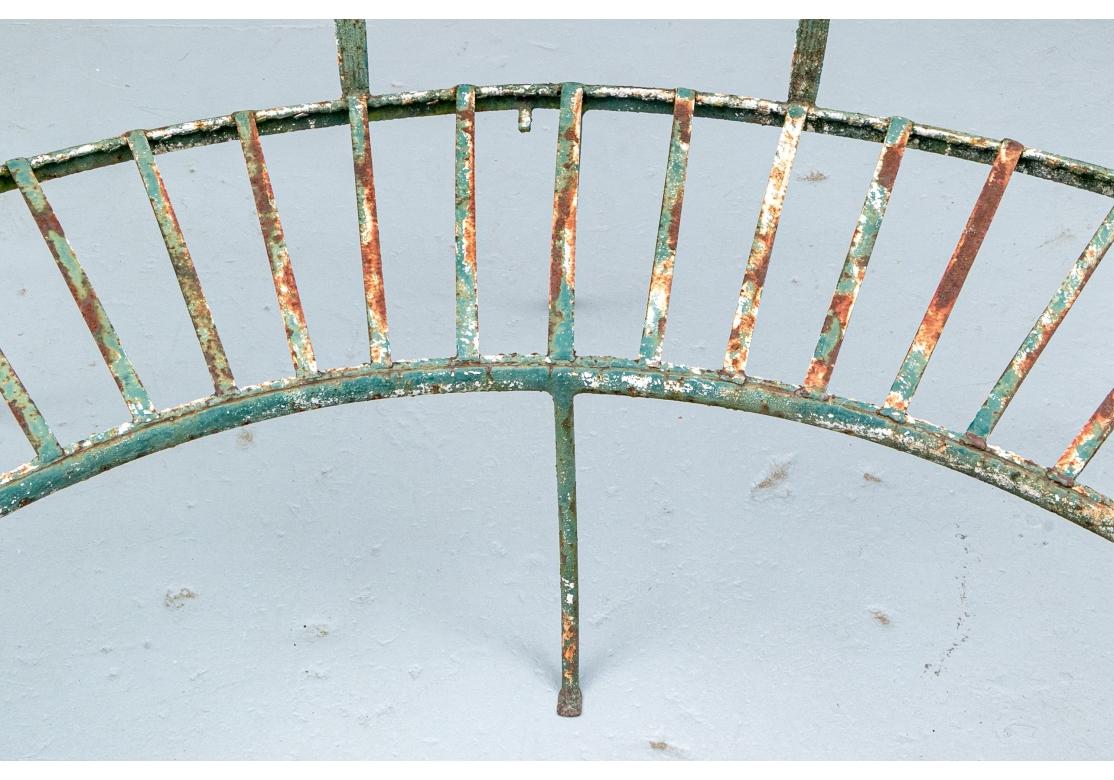 Extraordinary Hollywood Regency Era Painted Wrought Iron Garden Bench For Sale 6