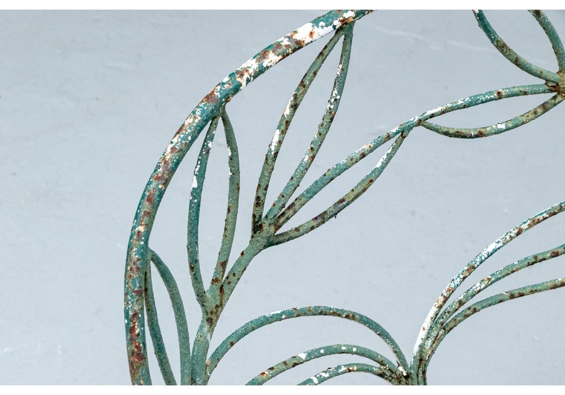 20th Century Extraordinary Hollywood Regency Era Painted Wrought Iron Garden Bench For Sale