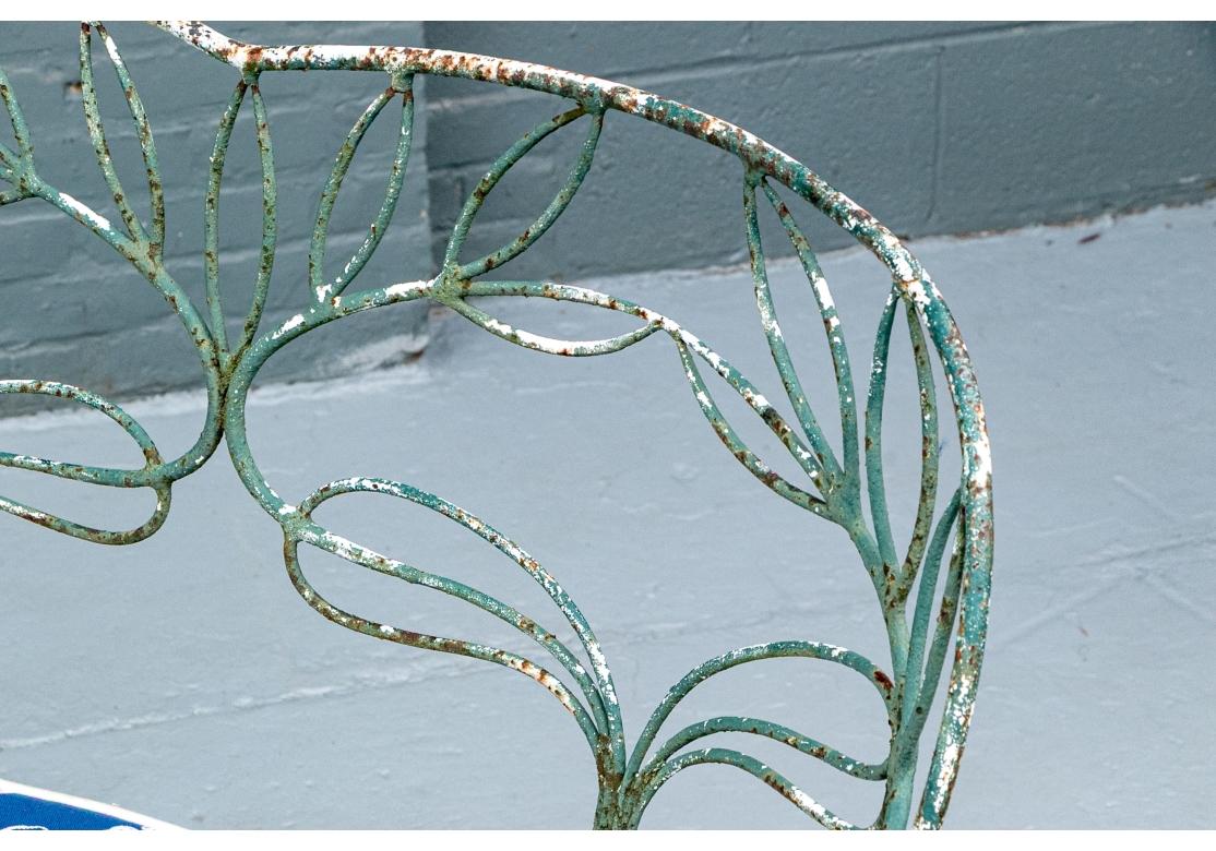 Extraordinary Hollywood Regency Era Painted Wrought Iron Garden Bench For Sale 2