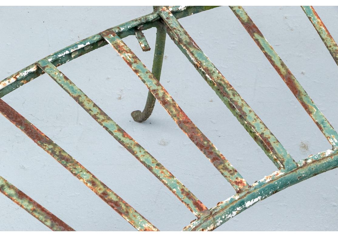 Extraordinary Hollywood Regency Era Painted Wrought Iron Garden Bench For Sale 3