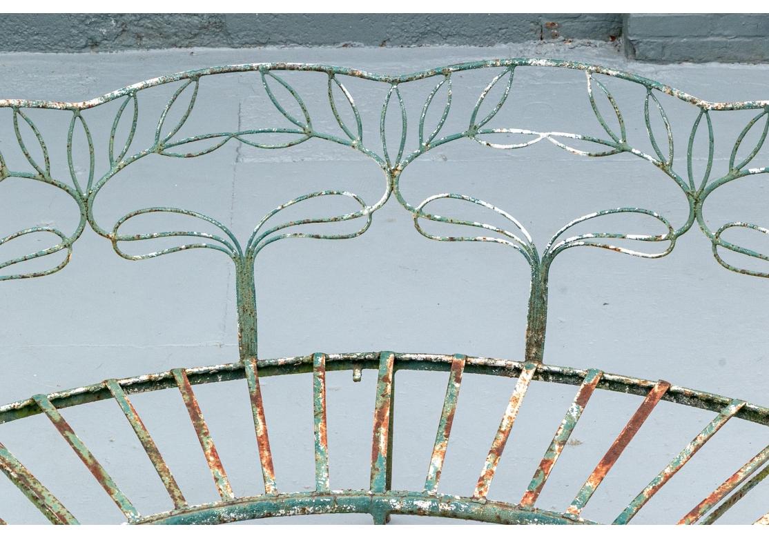 Extraordinary Hollywood Regency Era Painted Wrought Iron Garden Bench For Sale 4