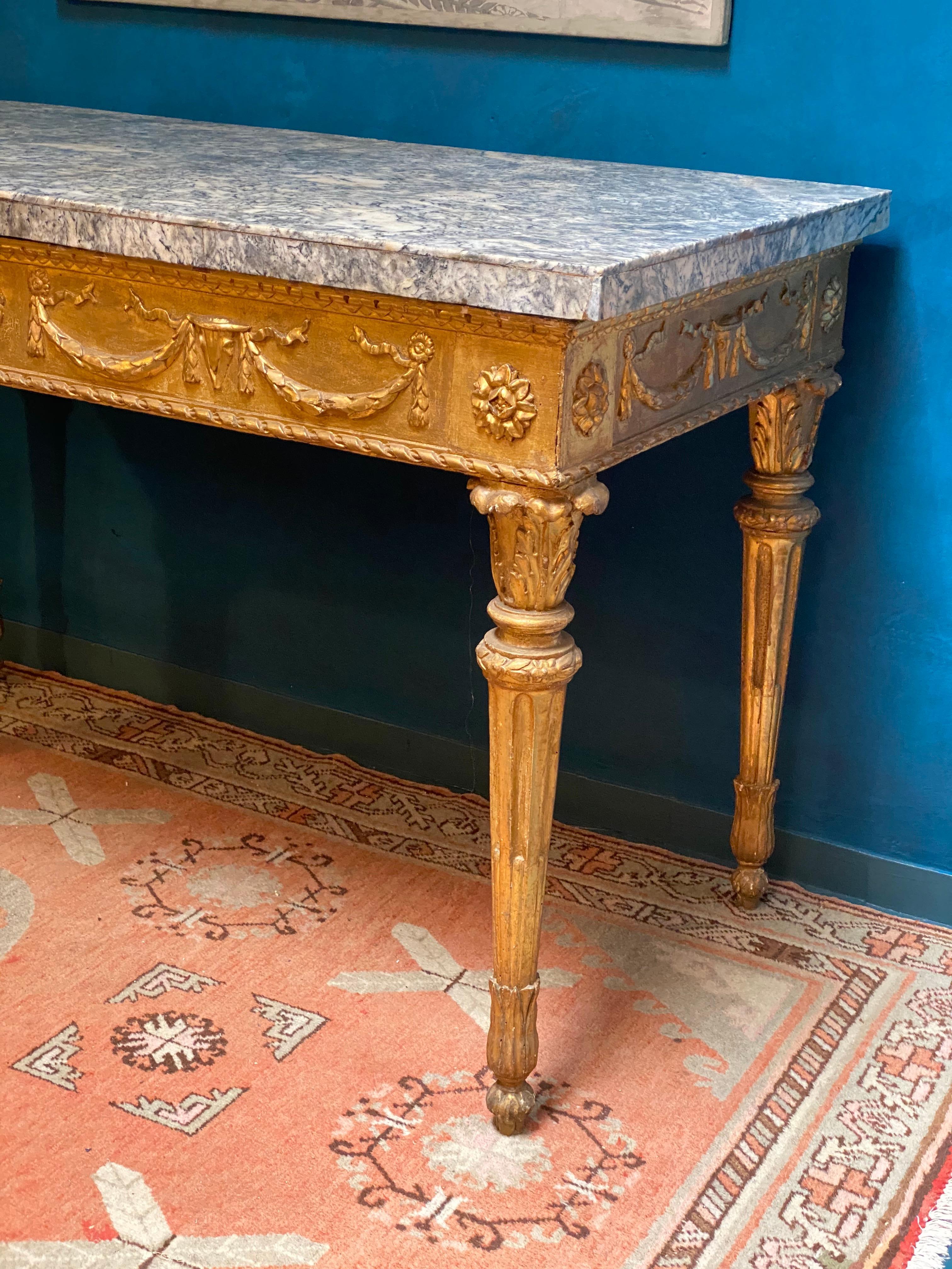 Late 18th Century Extraordinary Italian 18th Century Carved Giltwood Console Tables For Sale