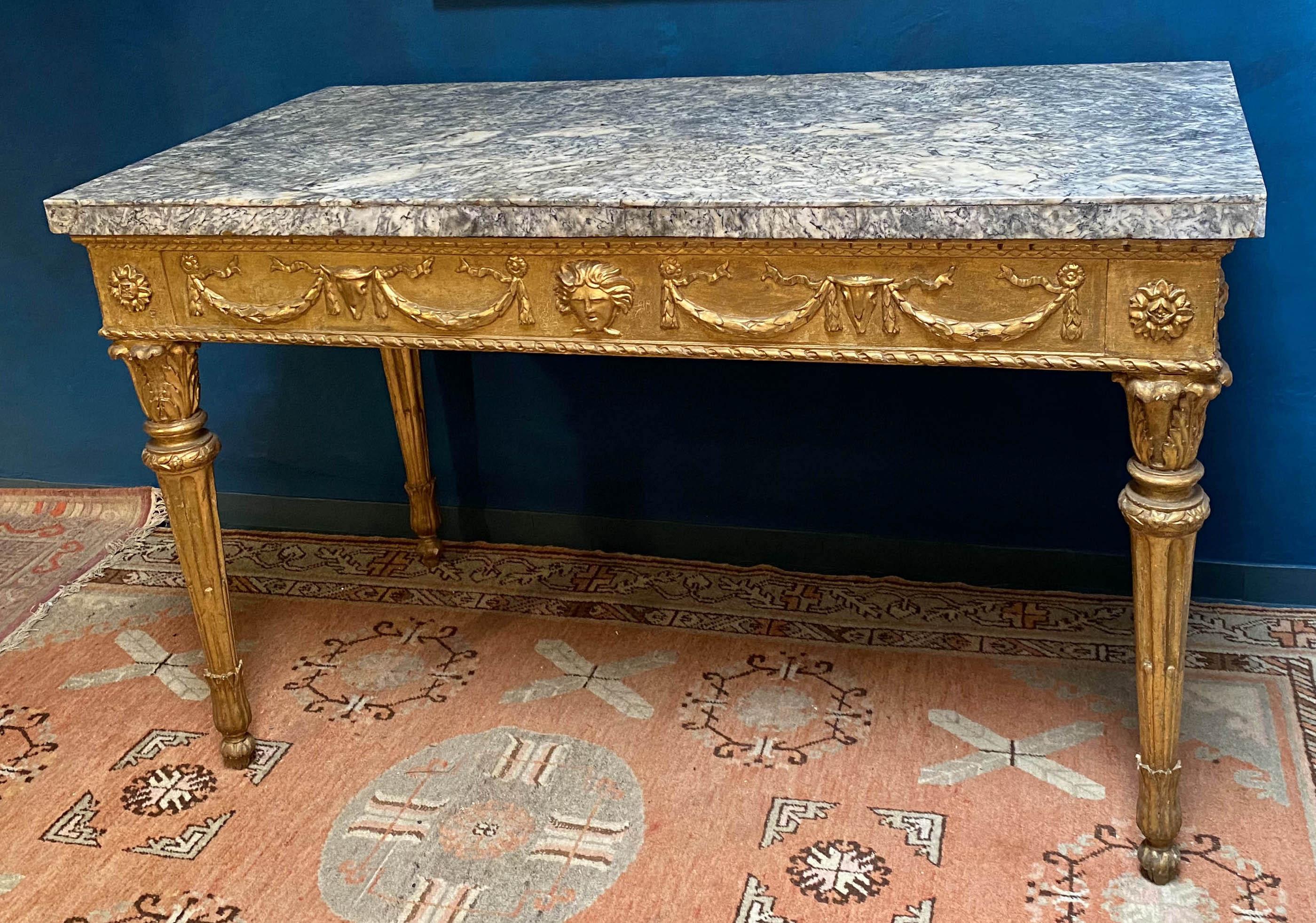 Extraordinary Italian 18th Century Carved Giltwood Console Tables For Sale 1