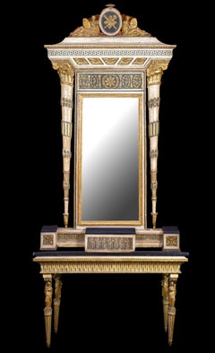 Extraordinary Italian 18th Century Console Table with Mirror, 1780
