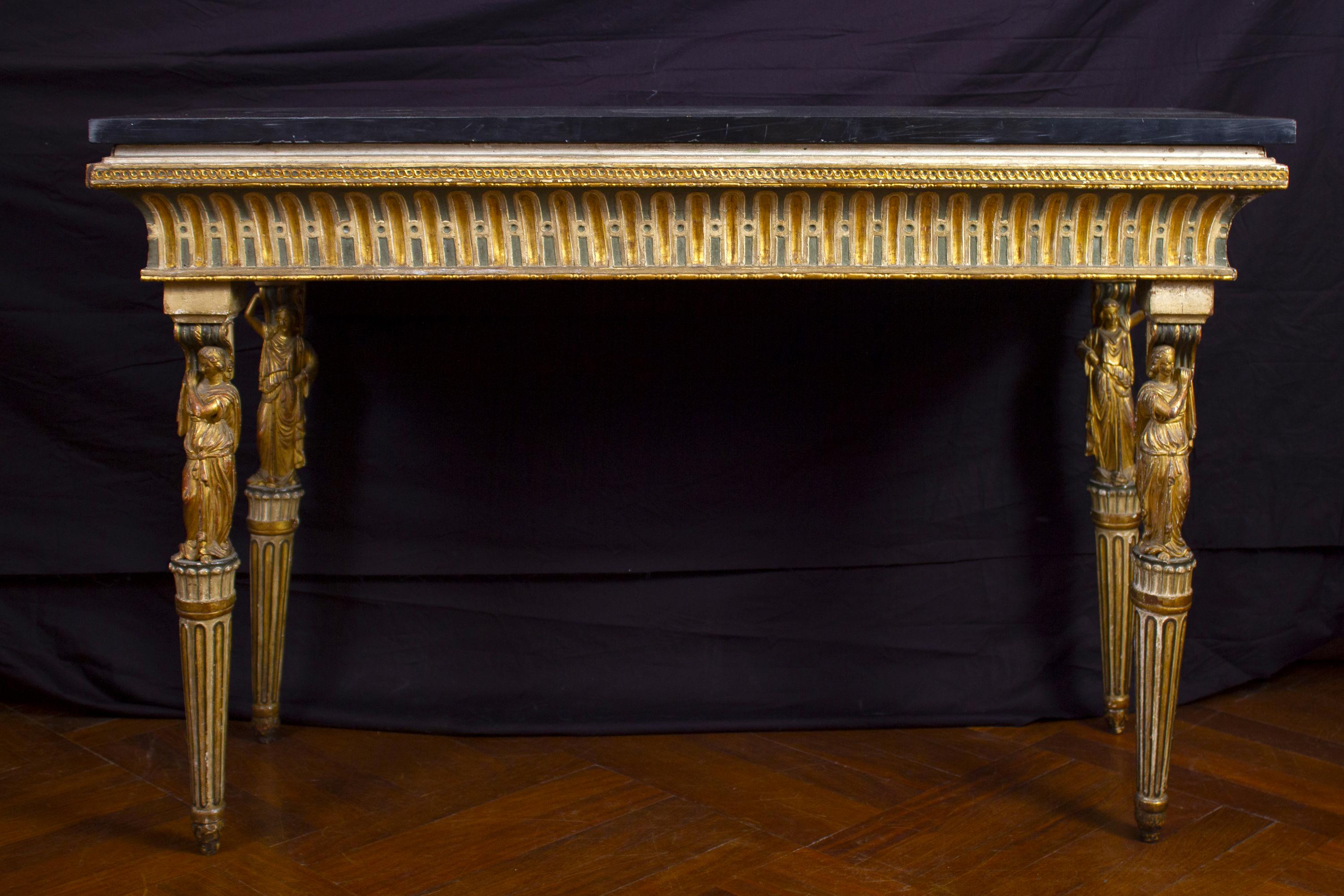 Louis XVI Extraordinary Italian 18th Century Console Table with Mirror, 1780