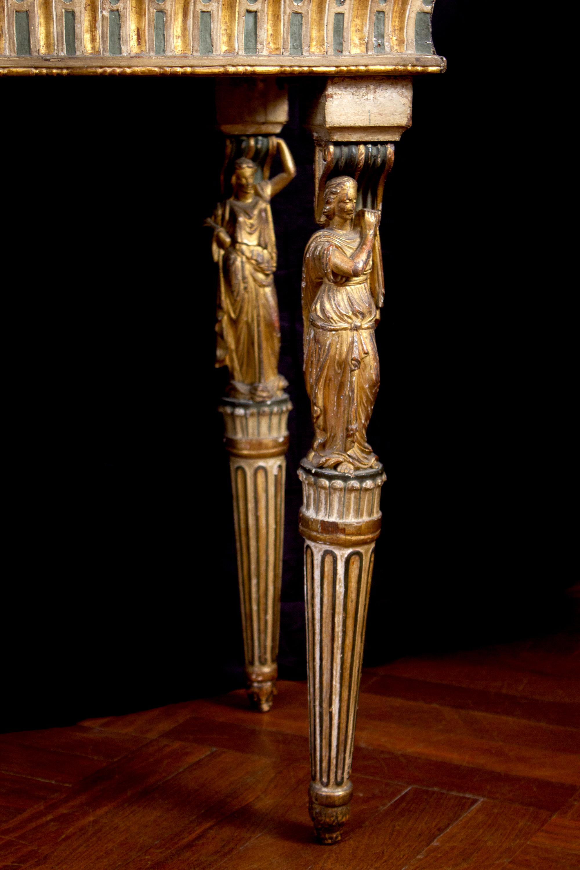 Extraordinary Italian 18th Century Console Table with Mirror, 1780 In Good Condition In Rome, IT