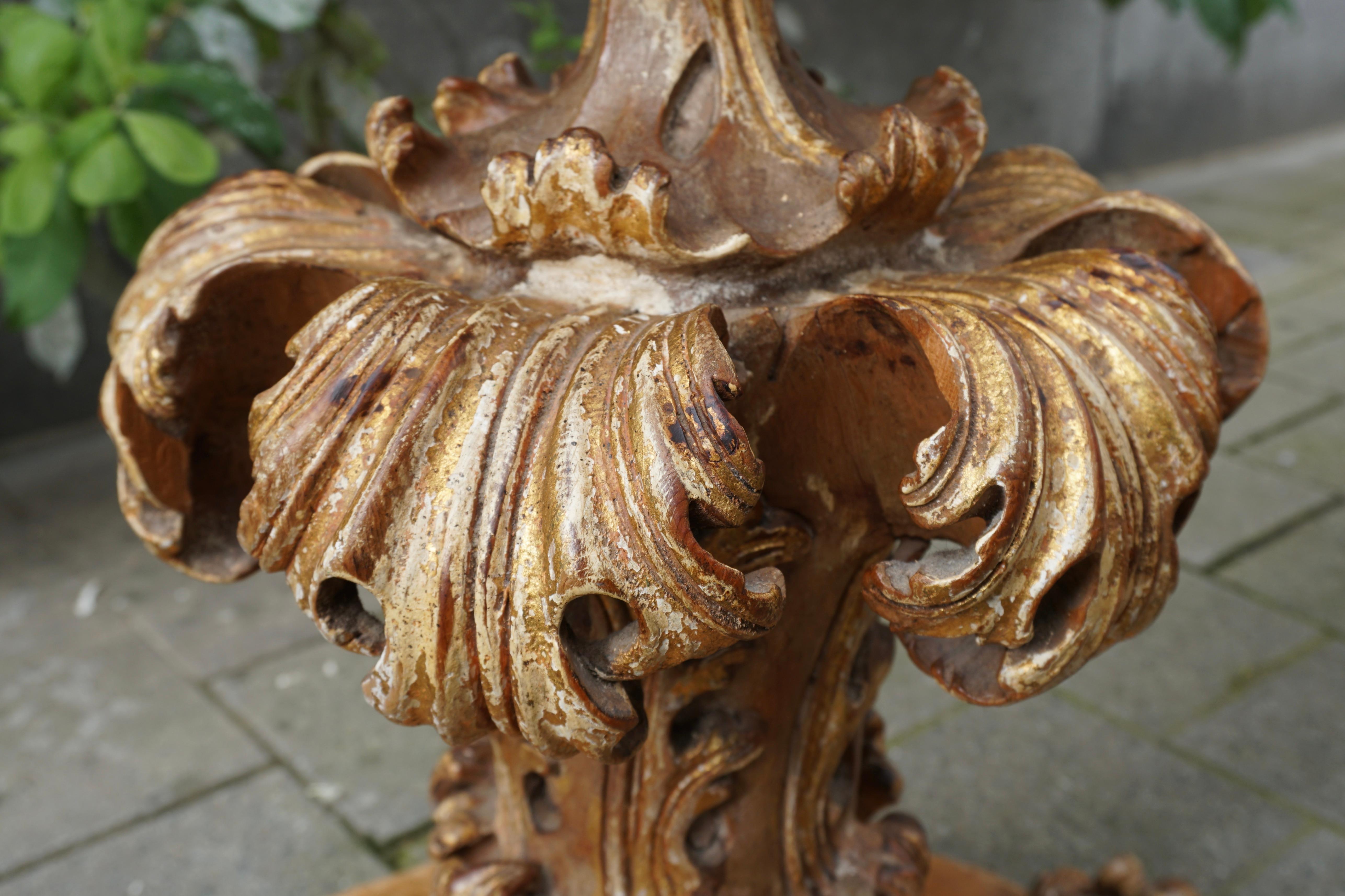 Extraordinary Italian Baroque Gilt Wood Table Supports Early 18th Century For Sale 5