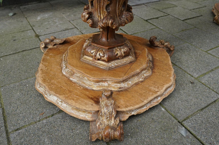 Extraordinary Italian Baroque Gilt Wood Table Supports Early 18th Century For Sale 6