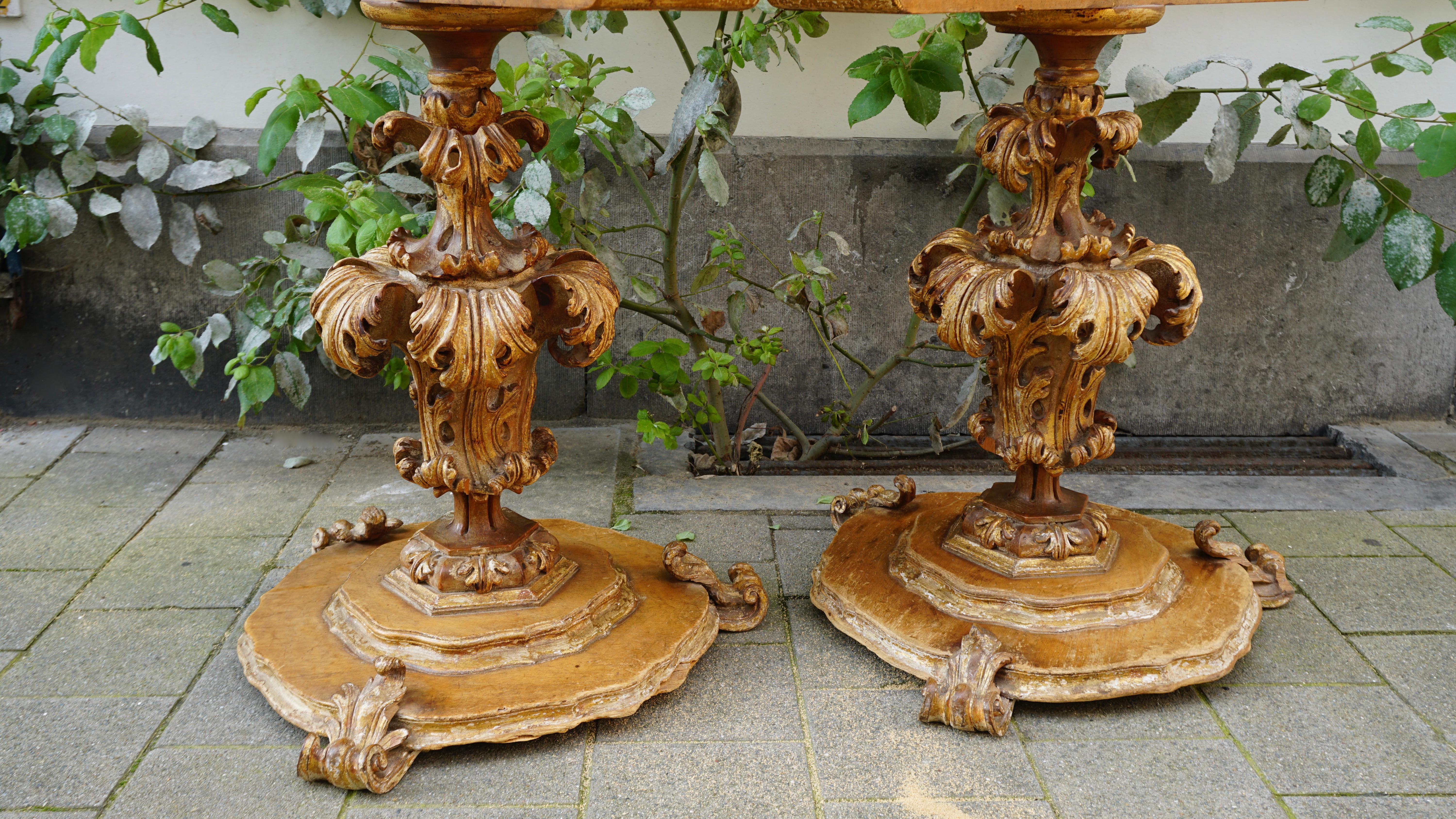 Extraordinary Italian Baroque Gilt Wood Table Supports Early 18th Century For Sale 10