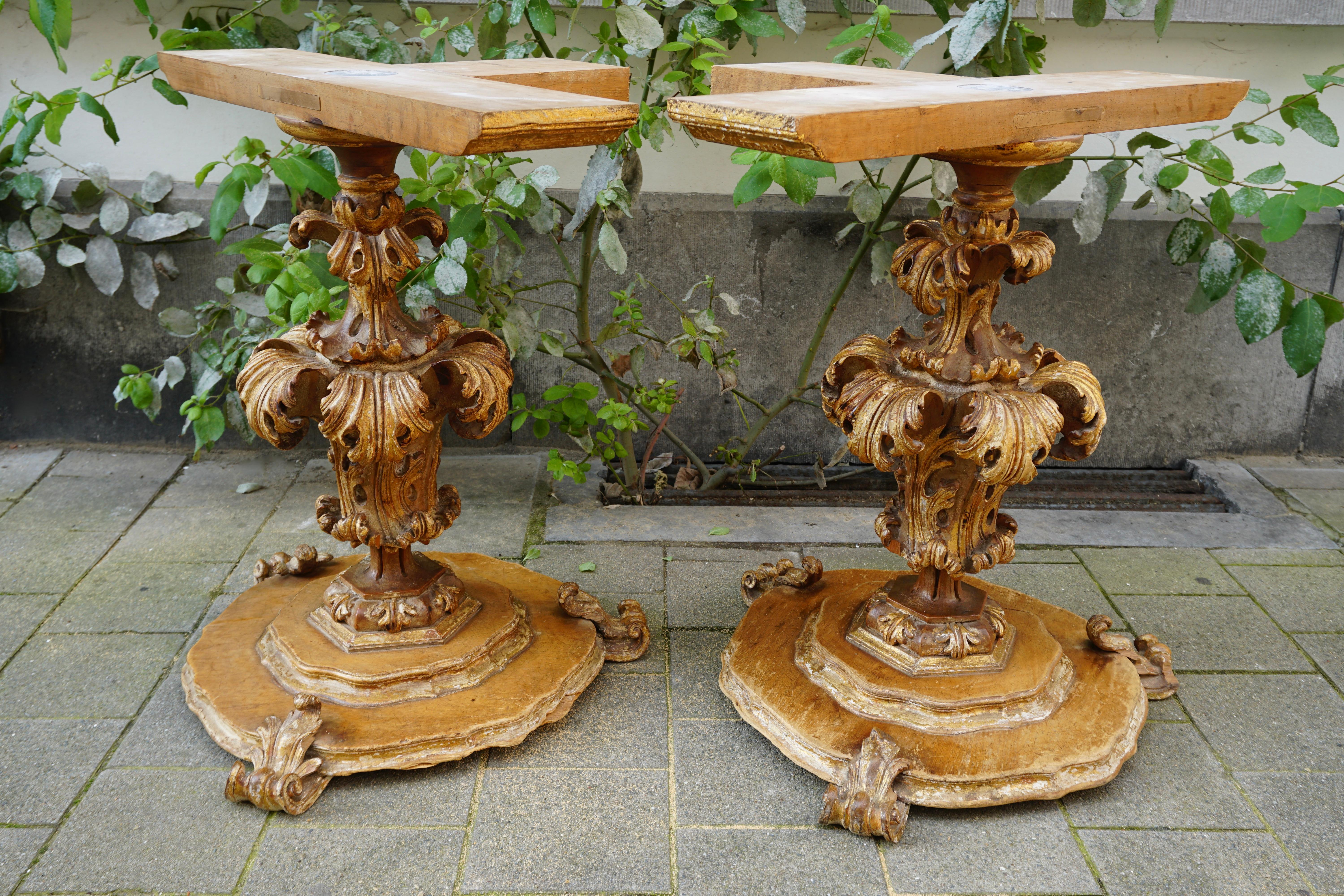 Extraordinary Italian Baroque Gilt Wood Table Supports Early 18th Century For Sale 11