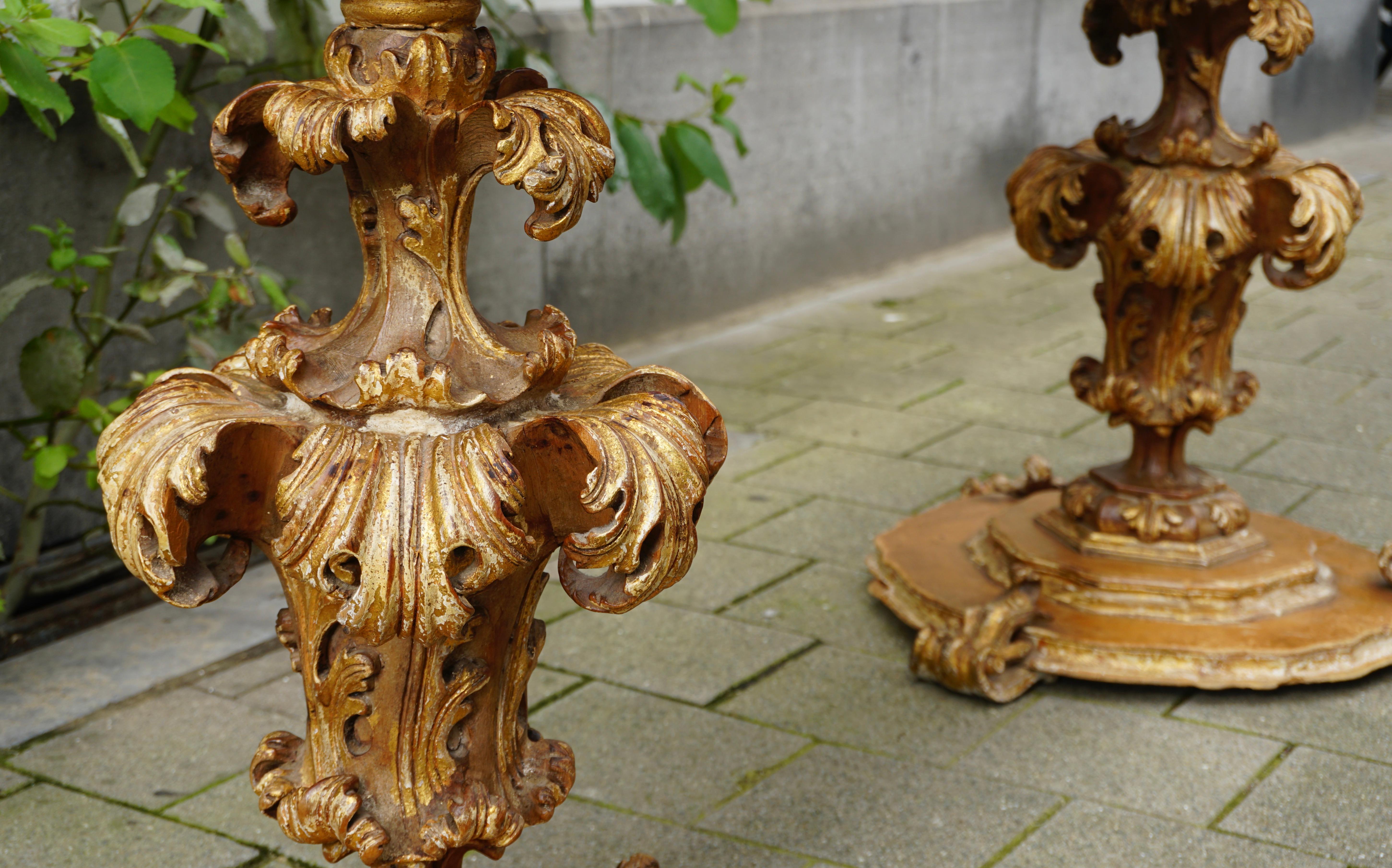 Extraordinary Italian Baroque Gilt Wood Table Supports Early 18th Century For Sale 3
