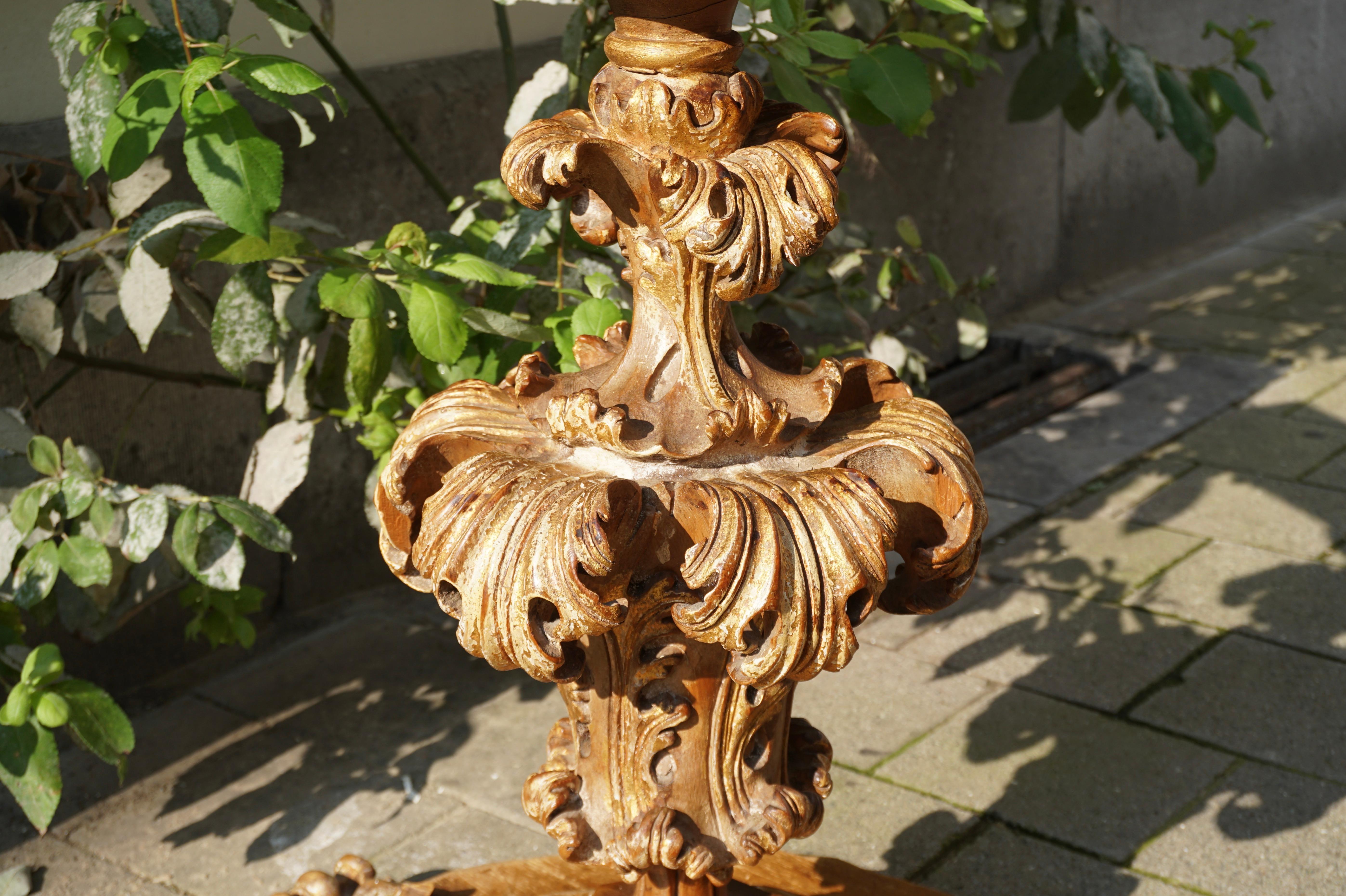 Extraordinary Italian Baroque Gilt Wood Table Supports Early 18th Century For Sale 4