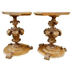 Extraordinary Italian Baroque Gilt Wood Table Supports Early 18th Century