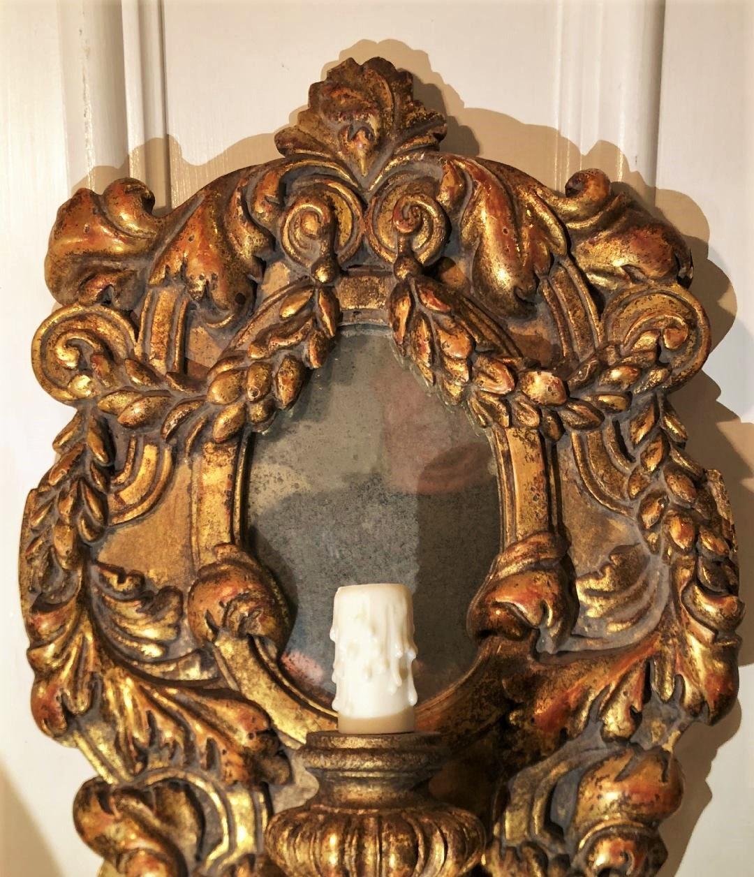 Louis XV Extraordinary Italian Giltwood Designer Sconce, Juliette by Randy Esada For Sale