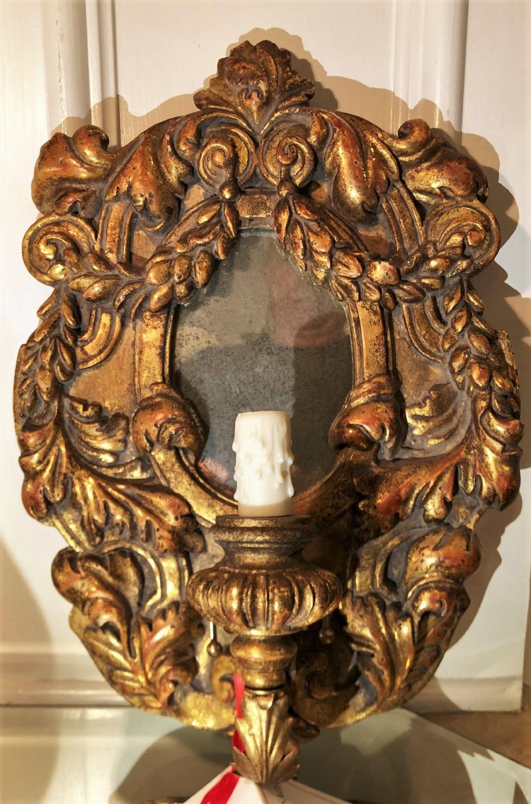 American Extraordinary Italian Giltwood Designer Sconce, Juliette by Randy Esada For Sale