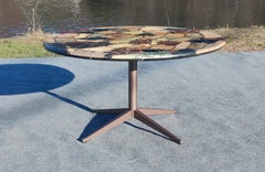 Extraordinary Italian Mixed Marble & Bronze Steel Dining Table w/ Knoll Base