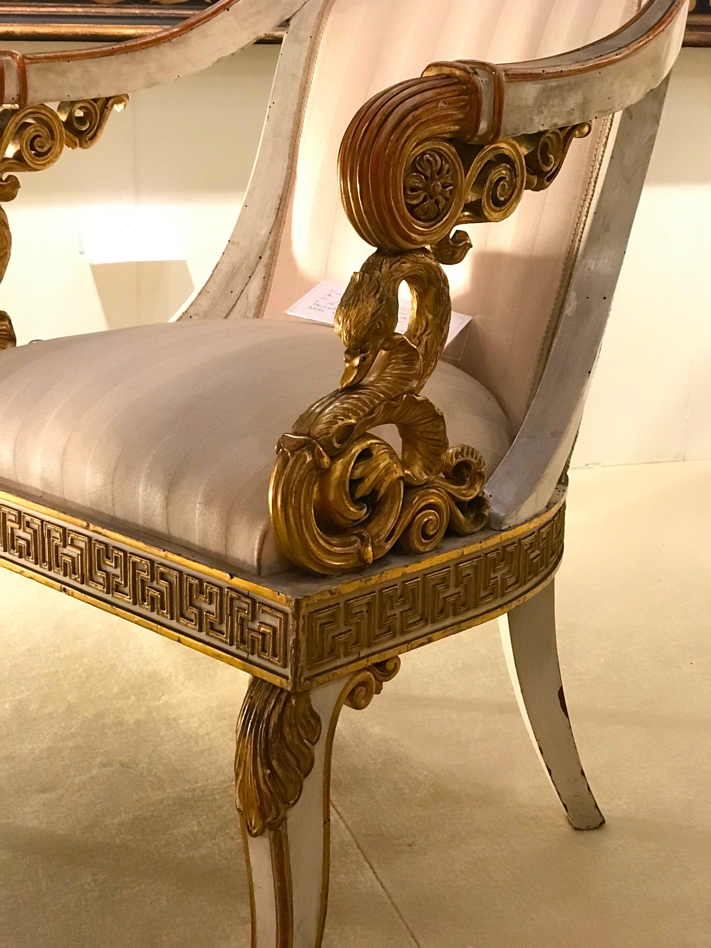 Extraordinaire table centrale italienne dorée à la feuille et peinte en ivoire, 1830 en vente 4