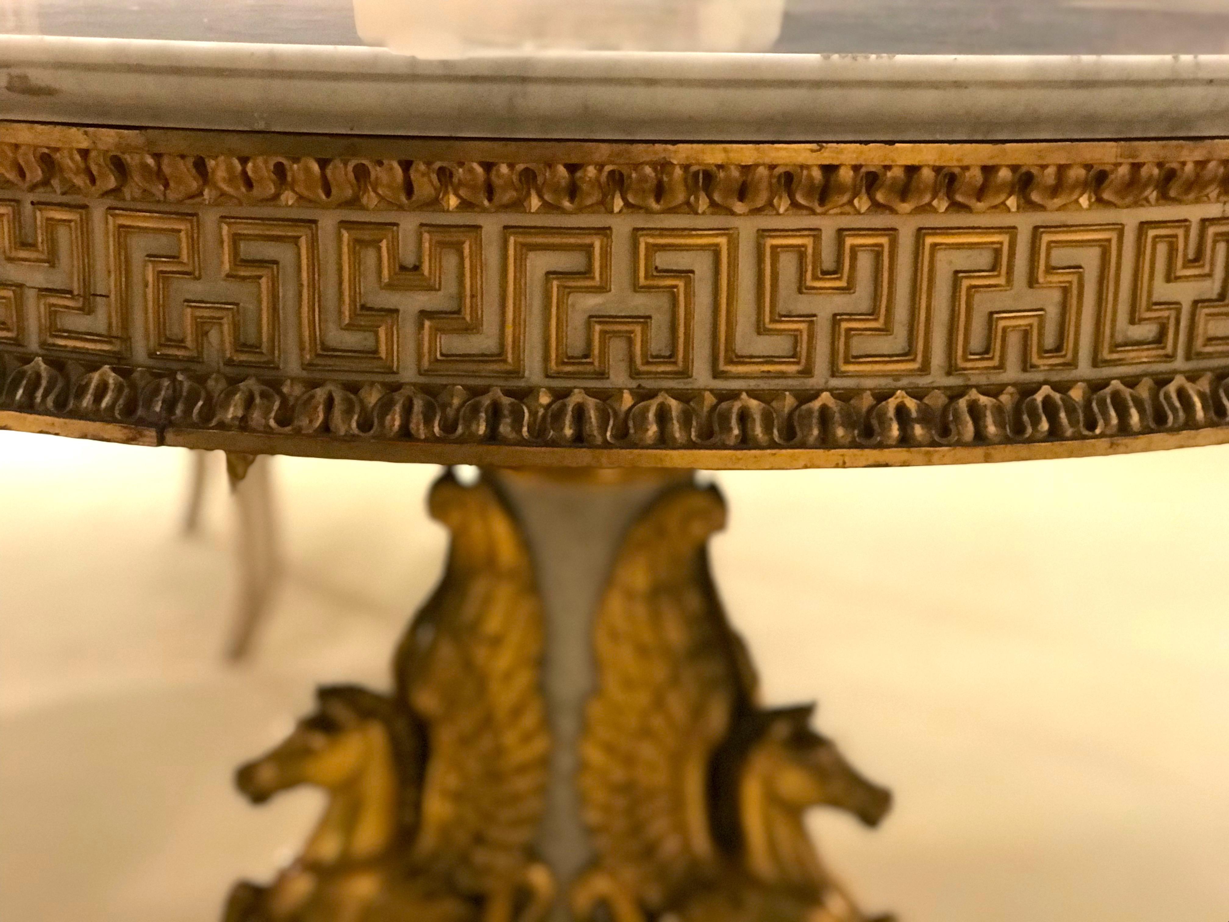19th Century Extraordinary Italian Parcel-Gilt and Ivory Painted Centre Table, 1830 For Sale