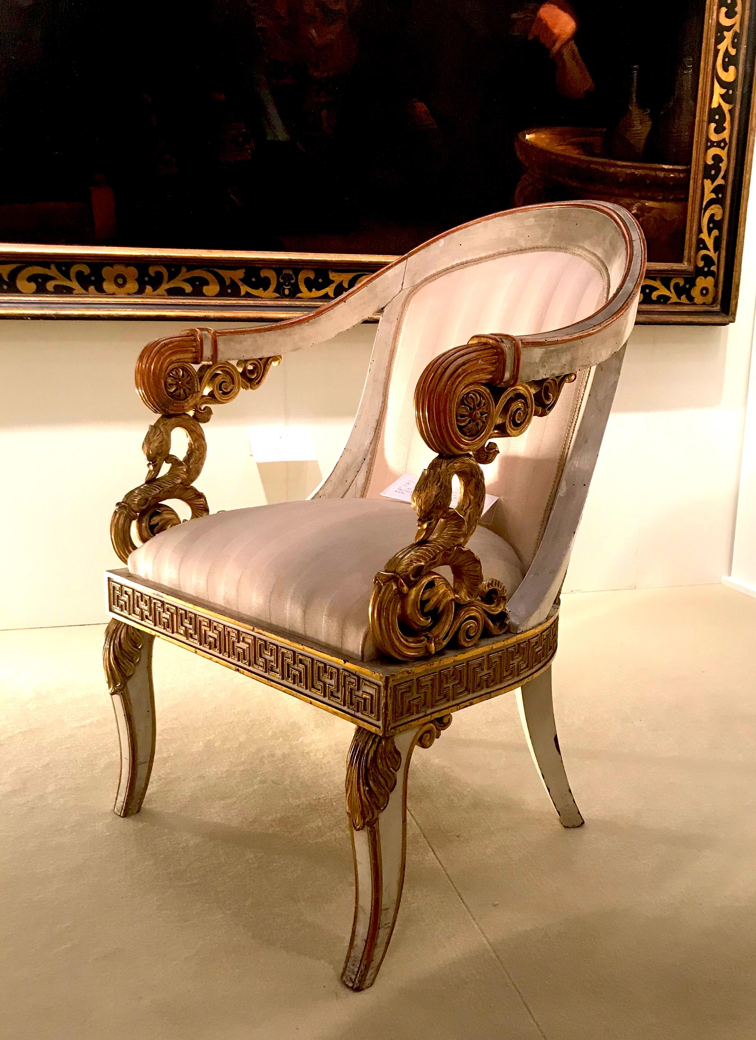 Extraordinary Italian Parcel-Gilt and Ivory Painted Centre Table, 1830 For Sale 2