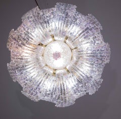 Extraordinary Italian Pink Iridescent and Murano Glass Ceiling Flower