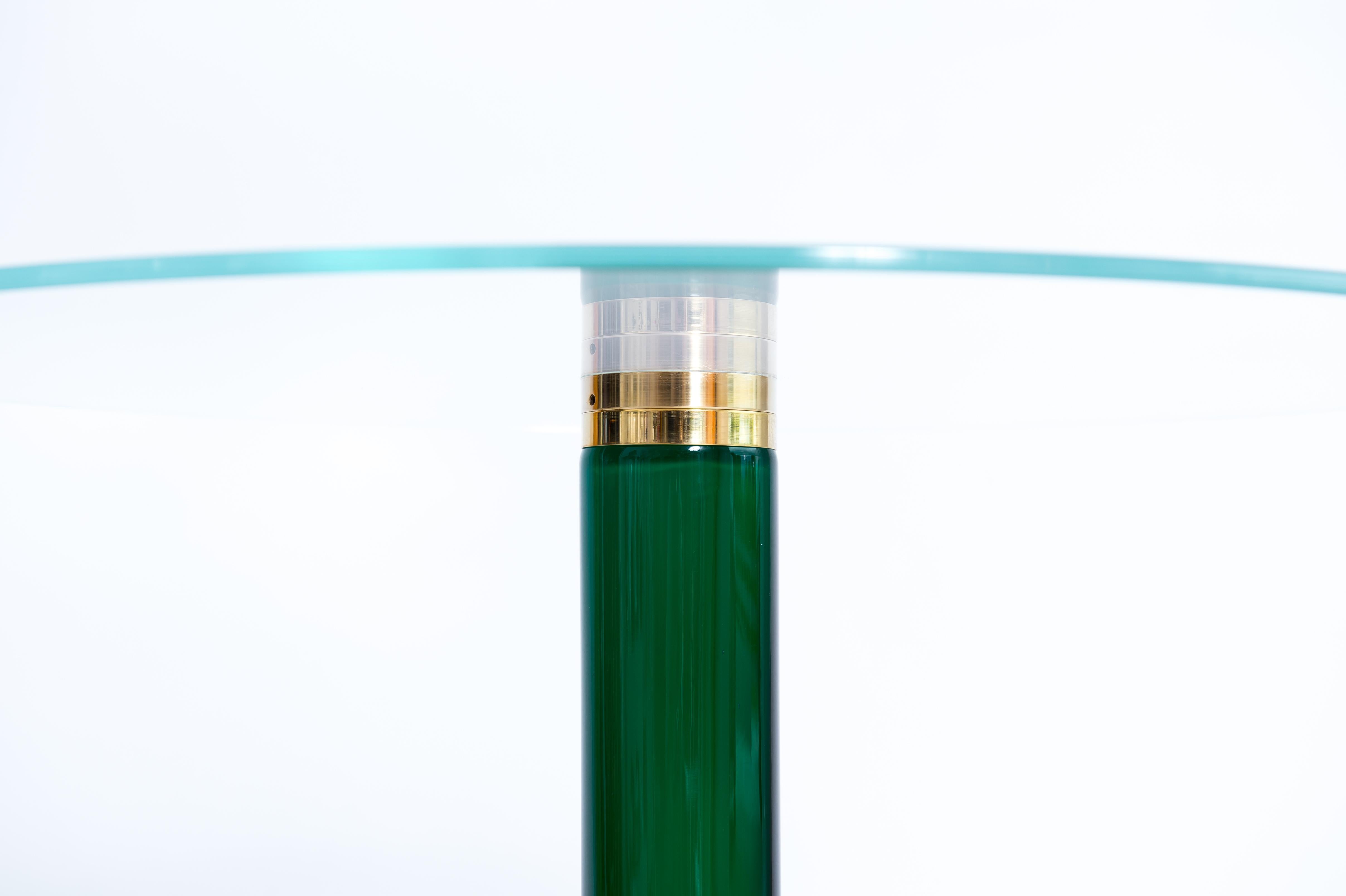 Extraordinaria mesa de cóctel veneciana italiana de cristal de Murano soplado verde Años 90 en venta 2