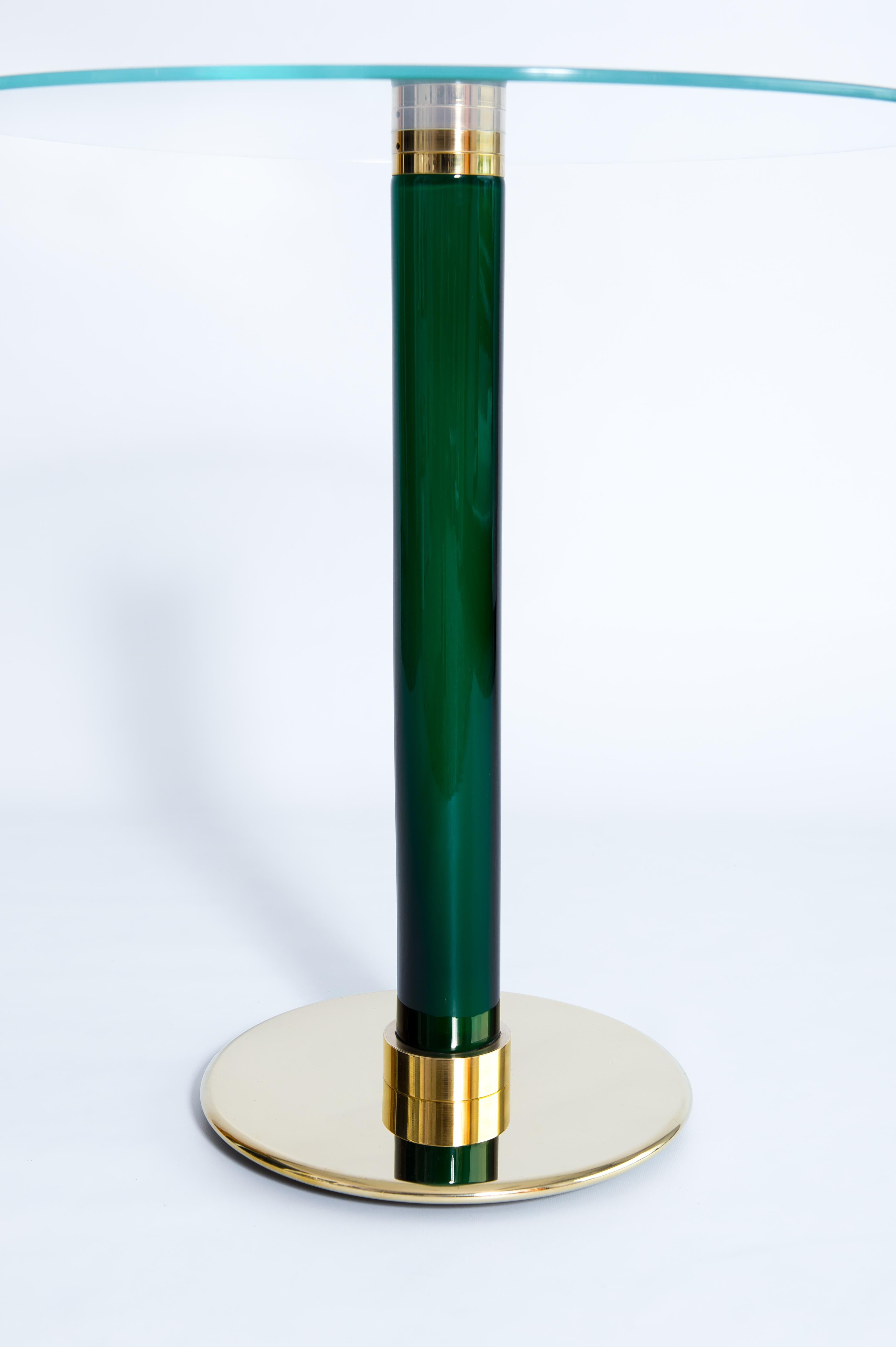 Extraordinary Italian Venetian Cocktail Table in Green Blown Murano Glass 1990s For Sale 3
