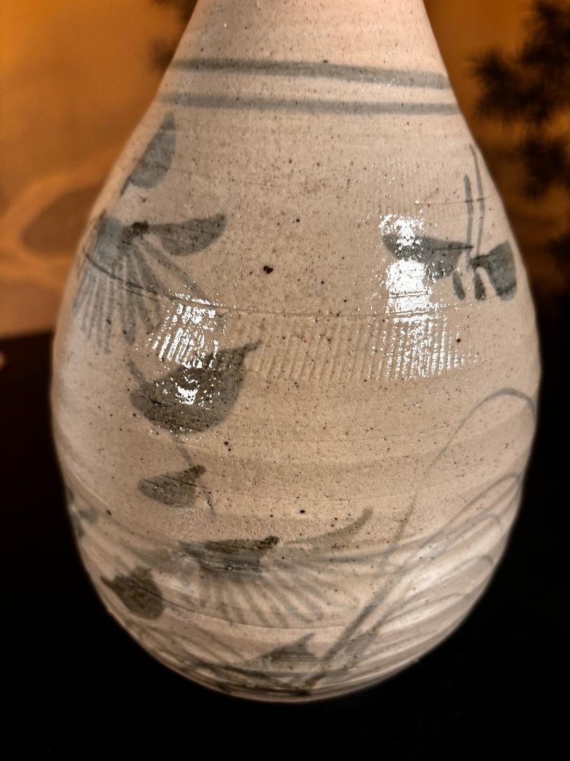 Extraordinary Japanese Hand Thrown Blue And White Wabi-Sabi Vase, Early 19thc. For Sale 5