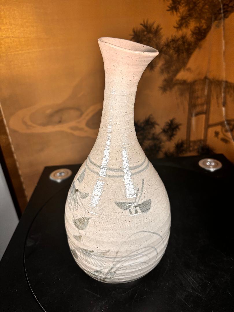 Edo Extraordinary Japanese Hand Thrown Blue And White Wabi-Sabi Vase, Early 19thc. For Sale