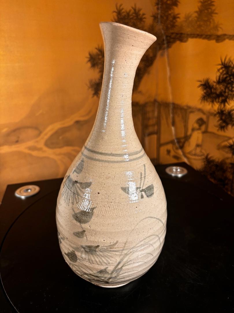 19th Century Extraordinary Japanese Hand Thrown Blue And White Wabi-Sabi Vase, Early 19thc. For Sale