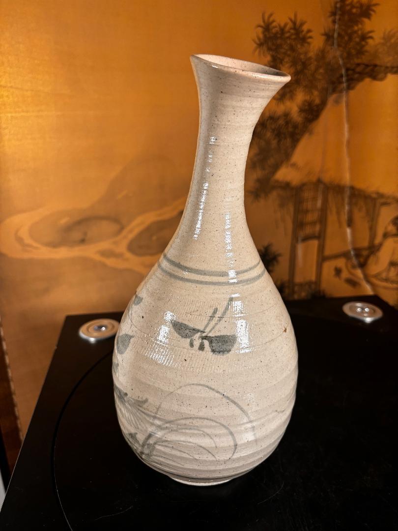 Pottery Extraordinary Japanese Hand Thrown Blue And White Wabi-Sabi Vase, Early 19thc. For Sale