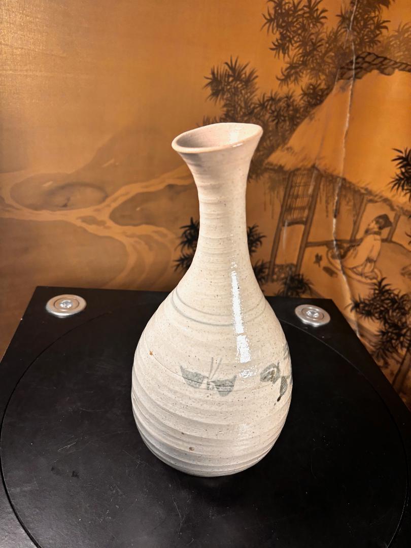Extraordinary Japanese Hand Thrown Blue And White Wabi-Sabi Vase, Early 19thc. For Sale 2
