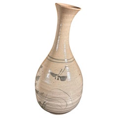 Straordinario vaso giapponese Wabi-Sabi bianco e blu lavorato a mano, inizio XIX sec.
