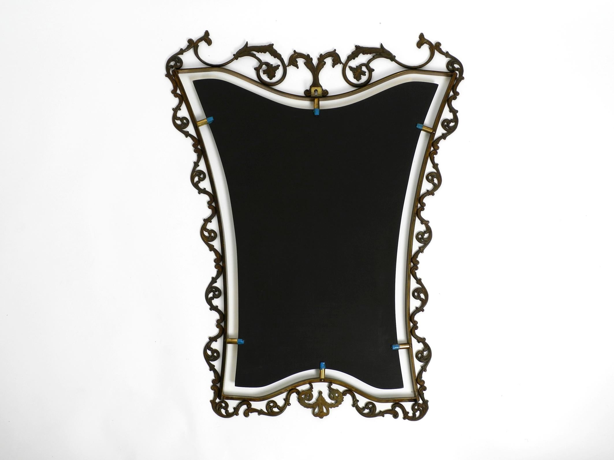 Extraordinary Large, Heavy Italian Mid Century Wall Mirror with an Ornate Brass For Sale 5